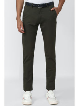 Van Heusen - Men Green Solid Slim Fit Trousers