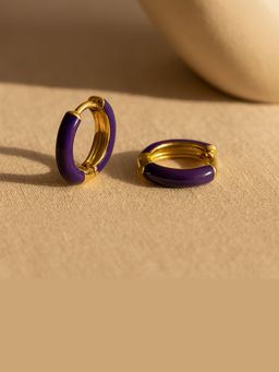 ANUSHKA JAIN JEWELLERY - Purple Enamel Small Hoops
