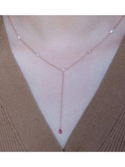 ANUSHKA JAIN JEWELLERY - Silver Ruby Duet Lariat Necklace