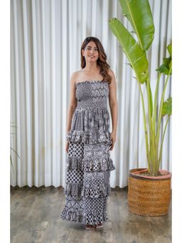 Moonstruck - Multi-Print Smocked Tube Maxi Dress