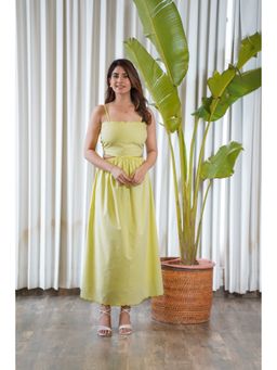 Moonstruck - Scalloped Neck Side Waist Cut-Out Yellow Maxi Dress