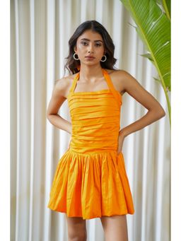 Moonstruck - Orange Halter Neck Short Dress