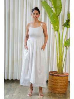 Moonstruck - Strappy Smocked Body White Maxi Dress