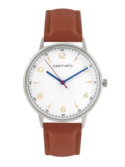 Joker and Witch - Joker & Witch Royce White Dial Brown Faux Leather Strap Analog Mens Watch