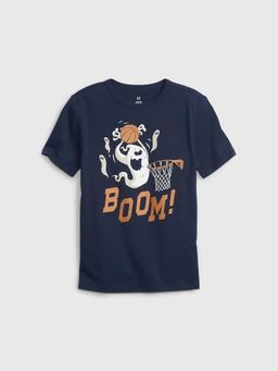 GAP - Boys Navy Blue Graphic Crew Neck T-Shirt