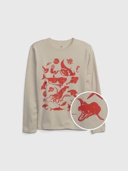 GAP - Boys Beige Graphic Crew Neck T-Shirt