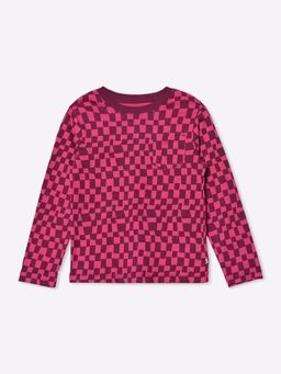 GAP - Boys Pink Checks Crew Neck T-Shirt