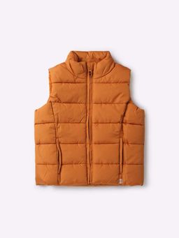GAP - Girls Orange Solid High-Neck Puffer Jacket