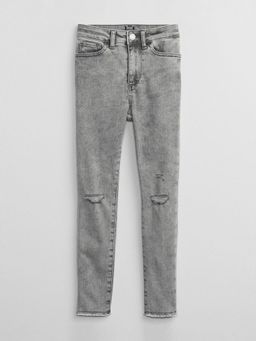 GAP - Girls Grey Mid-Rise Light Distress Slim Fit Jeans