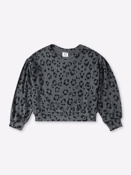 GAP - Girls Grey Animal Print Crew Neck Sweatshirt