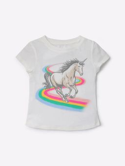 GAP - Girls Off White Graphic Crew Neck T-Shirt