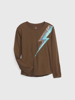GAP - Girls Brown Embellished Round Neck T-Shirt