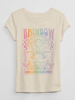 GAP - Girls Off White Graphic Round Neck T-Shirt