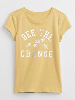 GAP - Girls Yellow Graphic Round Neck T-Shirt