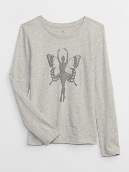 GAP - Girls Grey Graphic Round Neck T-Shirt
