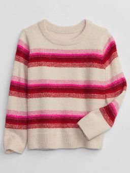GAP - Girls Multi-Color Striped Crew Neck Pullover Sweater