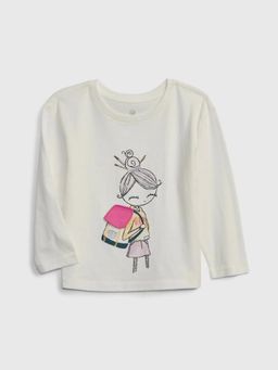 GAP - Girls Off White Crew Neck Graphic T-Shirt