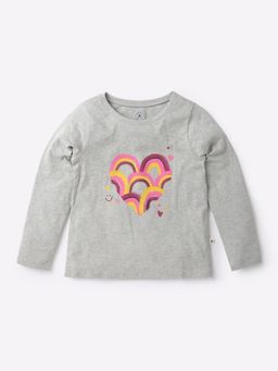 GAP - Girls Grey Graphic Heart Crew Neck T-Shirt