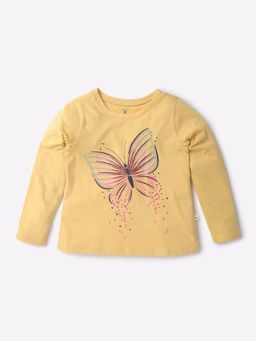 GAP - Girls Yellow Graphic Crew Neck T-Shirt