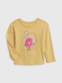 GAP - Girls Mustard Graphic Crew Neck T-Shirt