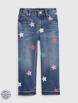 GAP - Girls Blue Printed Mid-Rise Loose Fit Jeans