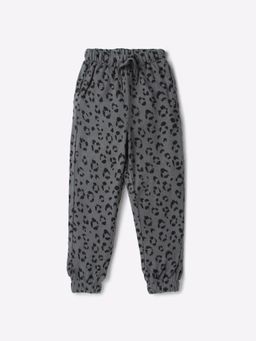 GAP - Girls Grey Mid-Rise Regular Fit Animal Print Joggers