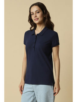 Allen Solly - Women Navy Solid Casual Polo T-Shirt