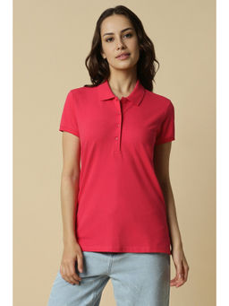 Allen Solly - Women Pink Solid Casual Polo T-Shirt
