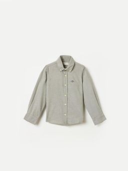 GANT - Boys Grey Solid Button-Down Oxford Shirt