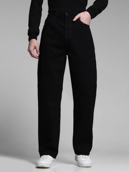 Jack & Jones - Men's Black Solid Straight High Waist Jeans