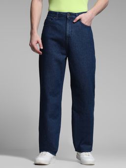 Jack & Jones - Men's Blue Solid Straight High Waist Jeans