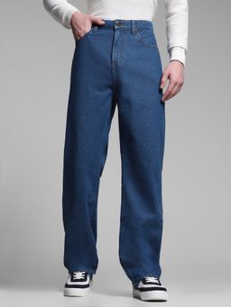 Jack & Jones - Men's Blue Solid Straight High Waist Jeans