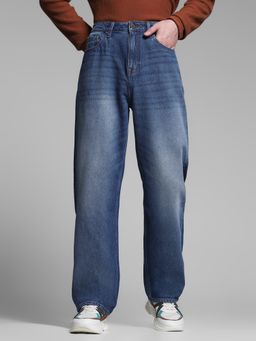Jack & Jones - Men's Blue Solid Straight High Waist Jeans