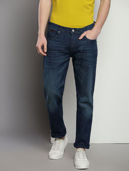 Tommy Hilfiger - Men's Blue Solid Straight Mid Waist Jeans