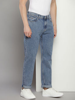Tommy Hilfiger - Men's Blue Solid Straight Mid Waist Jeans