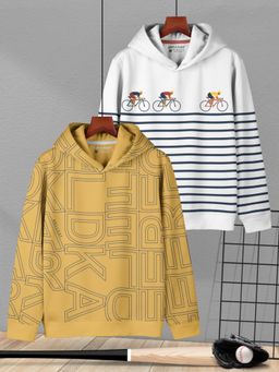 HELLCAT - Multi-Color Trendy Printed Cotton Blend Hoodie for Boys (Pack of 2)