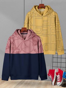 HELLCAT - Multi-Color Trendy Printed Cotton Blend Hoodie for Boys (Pack of 2)