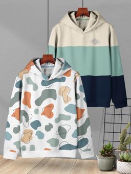 HELLCAT - Multi-Color Trendy Printed Cotton Blend Hoodie For Boys (Pack of 2)