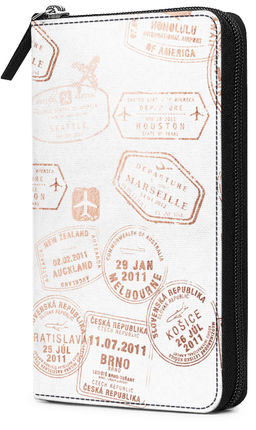 DailyObjects - Stamps On White Rose Gold Travel Organiser Passport Wallet