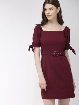 Twenty Dresses by Nykaa Fashion - Maroon Glamour On The Move Sheath Dress