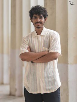Suta - Men Stripes White Smart Casual Cotton Shirt