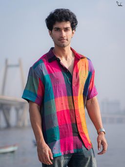 Suta - Men Checks Multi-Color Smart Casual Cotton Shirt