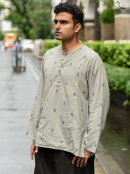 Suta - Men Woven Grey Smart Casual Cotton Shirt