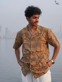 Suta - Men Paisley Mustard Smart Casual Cotton Shirt