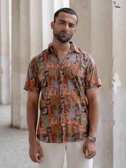 Suta - Men Printed Multi-Color Smart Casual Cotton Shirt