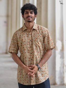 Suta - Men Floral Off White Smart Casual Cotton Shirt