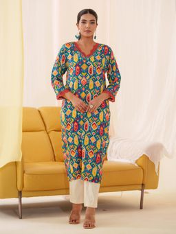 Suha - Multi-Color Muslin Fabric Printed Kurta