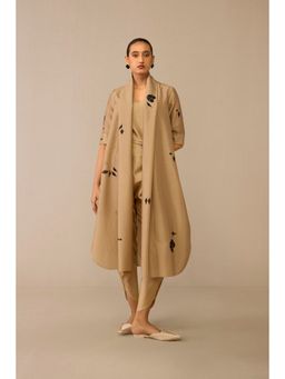 AMPM - Beige Dinar Inner with Dhoti, Jacket and Belt (Set of 4)