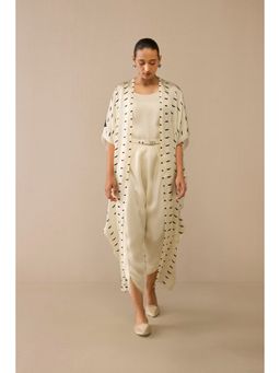 AMPM - Ivory Dillagi Cape with Inner, Dhoti and Belt (Set of 4)