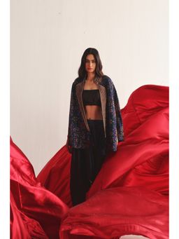 Twenty Nine - Navy Blue Patola Maro Iwork Cape with Harem Dhoti (Set of 2)